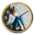 Personalized Photo Wall Clock (12 Inch) – Custom Gift for Couples, Anniversary, Birthday | Premium Gold Finish