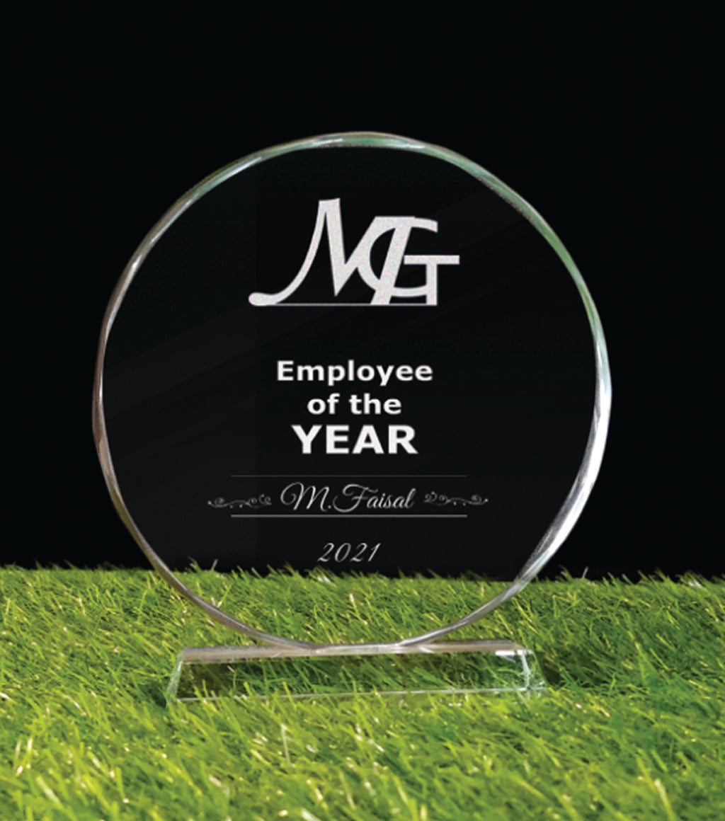 Personalizes Crystal Trophy 8 Inch - Custom Company Award with Logo & Name | Employee Recgnition Gift