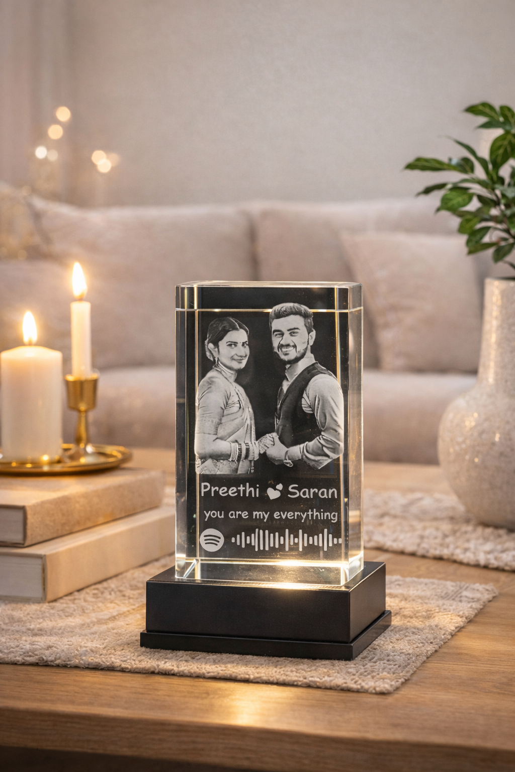 Personalized Crystal Photo Gift – Custom 3D Engraved Crystal (5×5×8 cm)