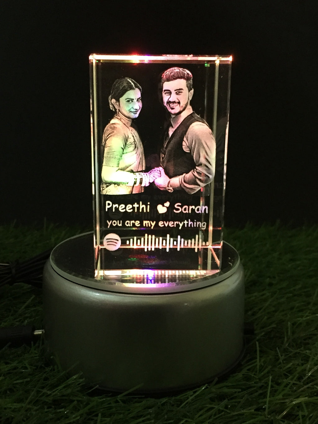 Multicolor Rotating LED Base Light for 3D Crystal, Glass & Acrylic Display Stand (80mm Dia)