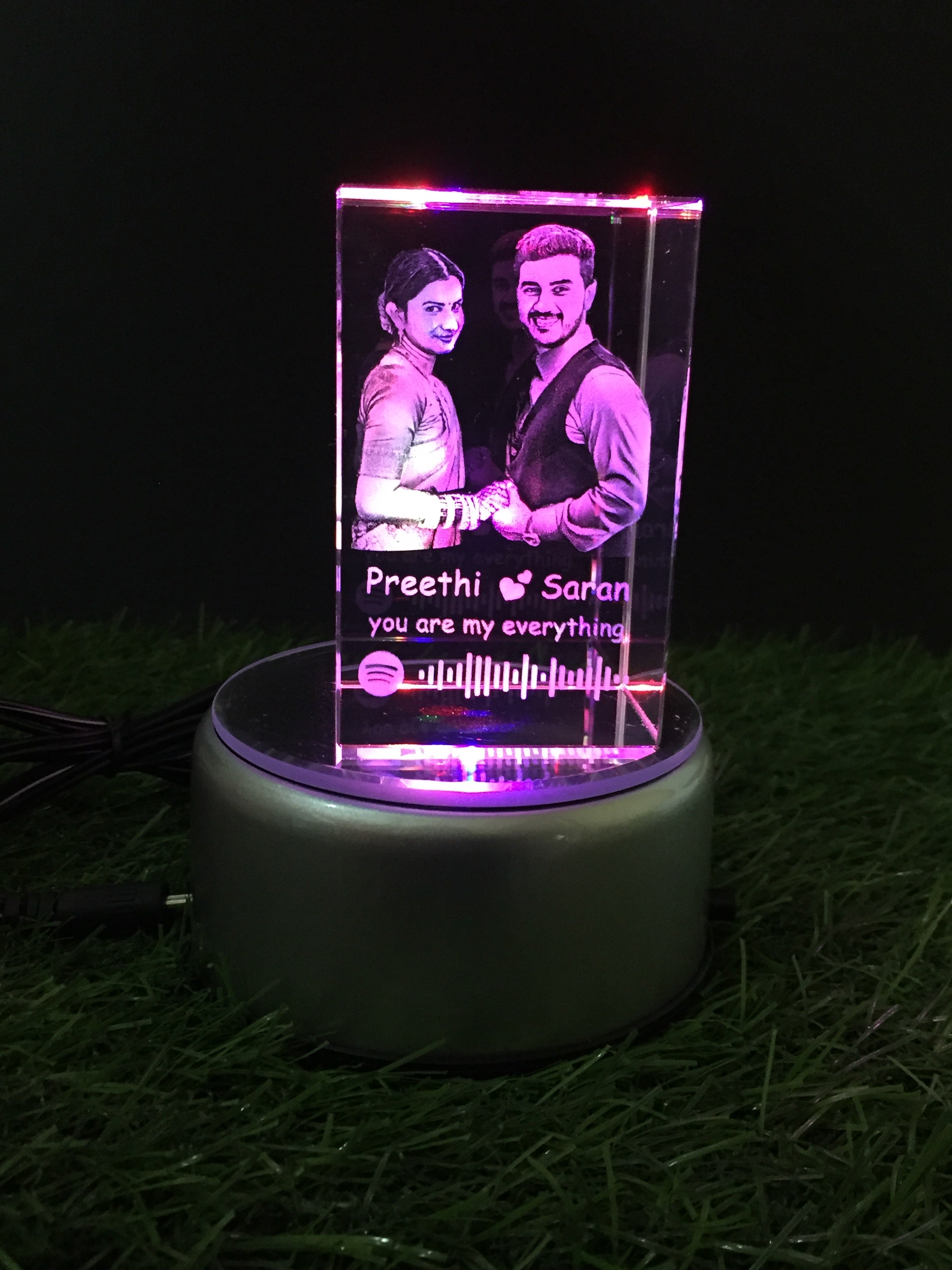 Multicolor Rotating LED Base Light for 3D Crystal, Glass & Acrylic Display Stand (80mm Dia)