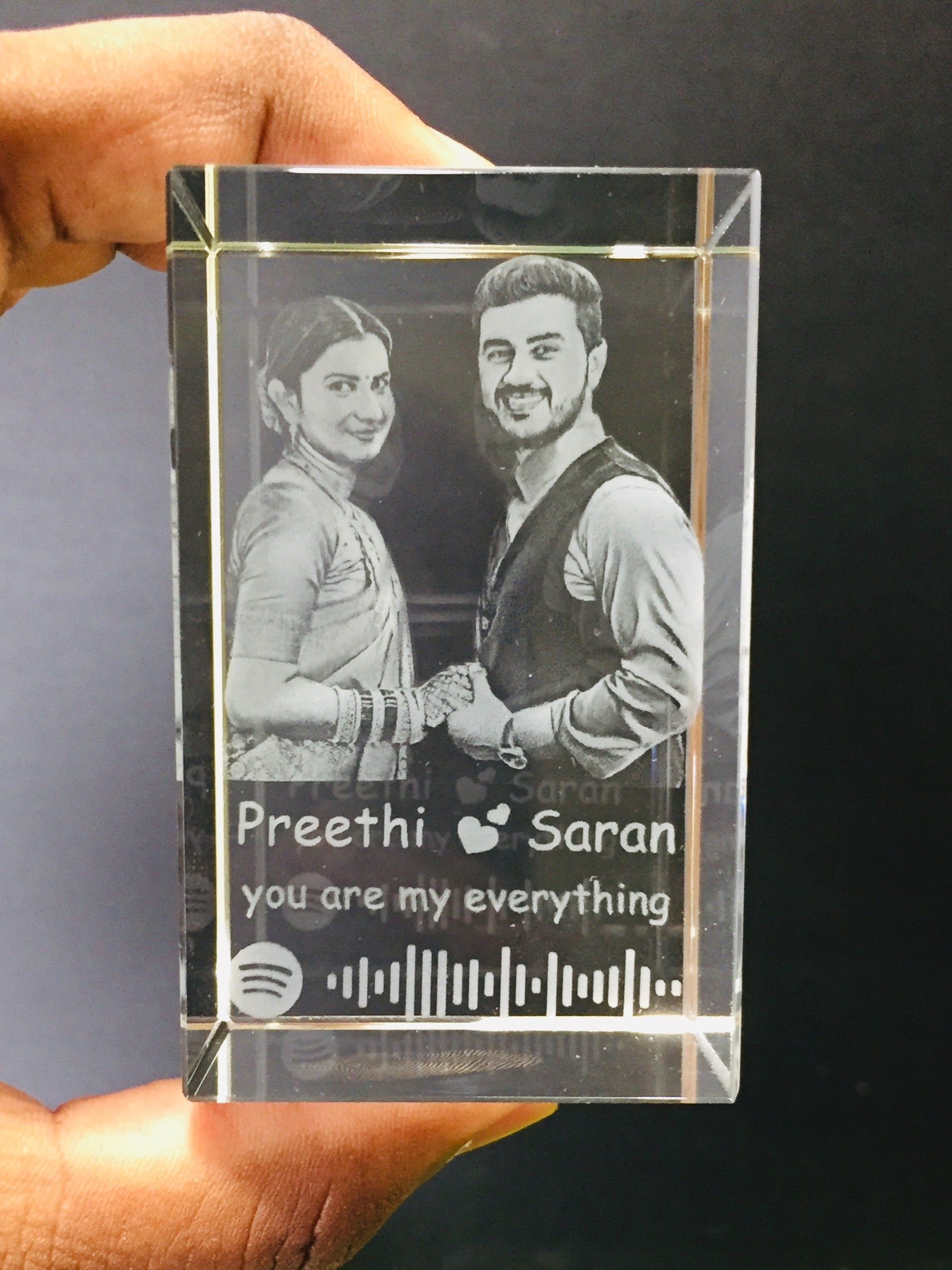 Personalized Crystal Photo Gift – Custom 3D Engraved Crystal (5×5×8 cm)