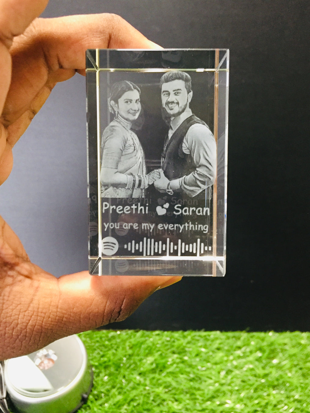 Personalized Crystal Photo Gift – Custom 3D Engraved Crystal (5×5×8 cm)