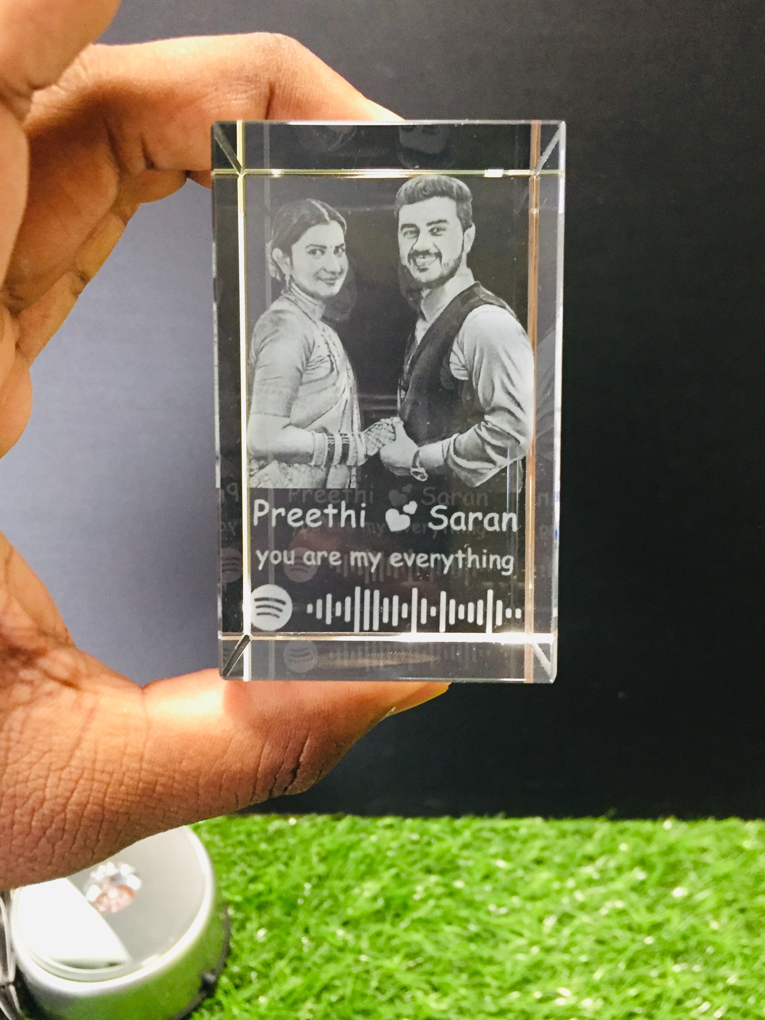Personalized Crystal Photo Gift – Custom 3D Engraved Crystal (5×5×8 cm)
