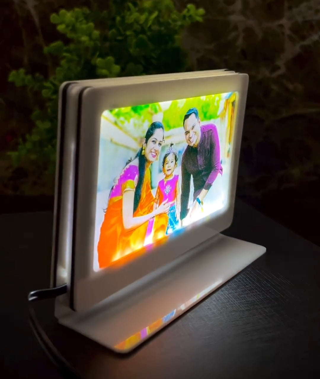 5 Inch Acrylic Car Dashboard Idol with LED Light – Double Side Custom Photo Frame | Personalized Car Dashboard Gift