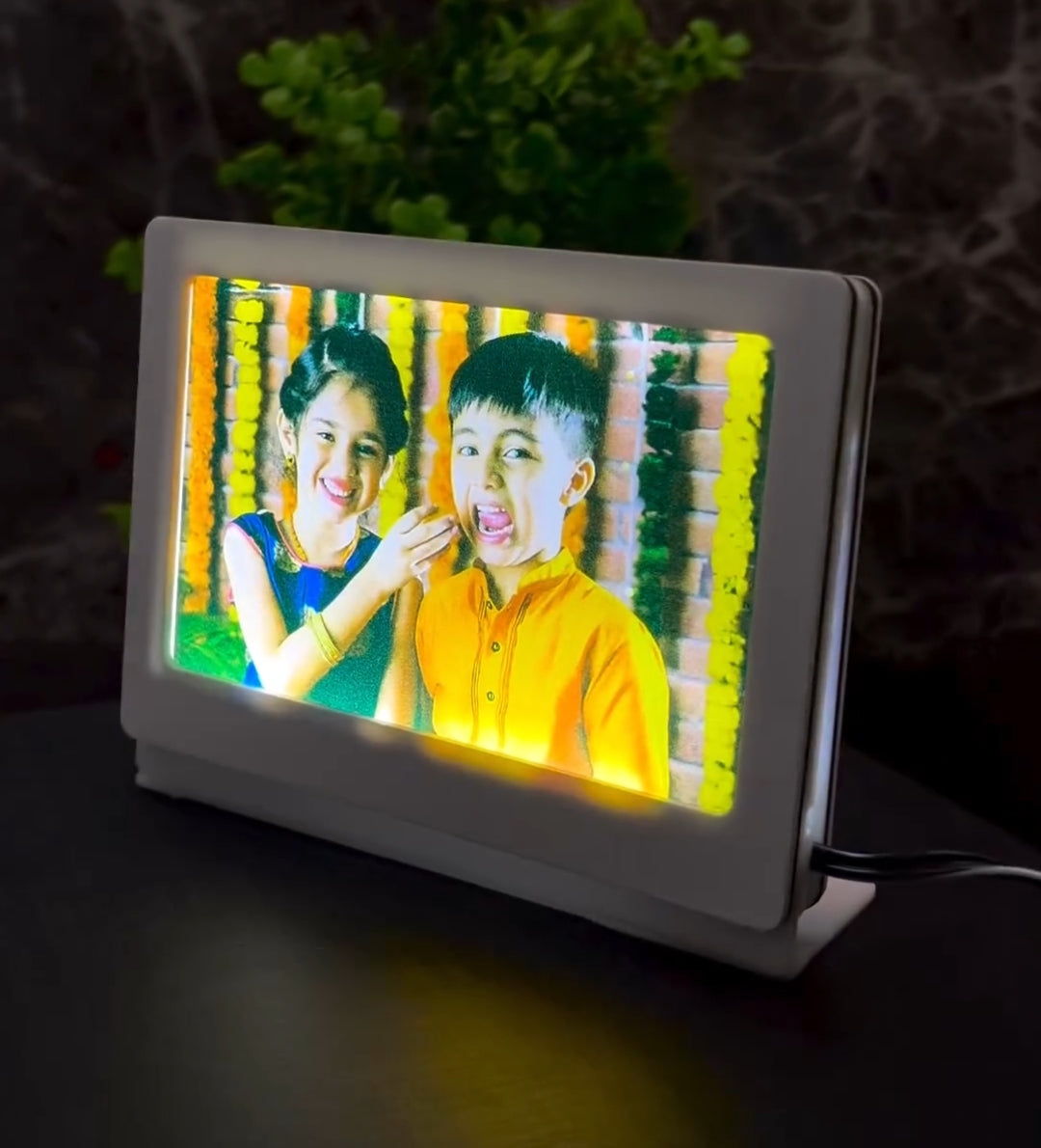 5 Inch Acrylic Car Dashboard Idol with LED Light – Double Side Custom Photo Frame | Personalized Car Dashboard Gift
