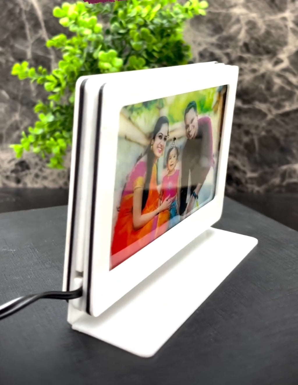 5 Inch Acrylic Car Dashboard Idol with LED Light – Double Side Custom Photo Frame | Personalized Car Dashboard Gift