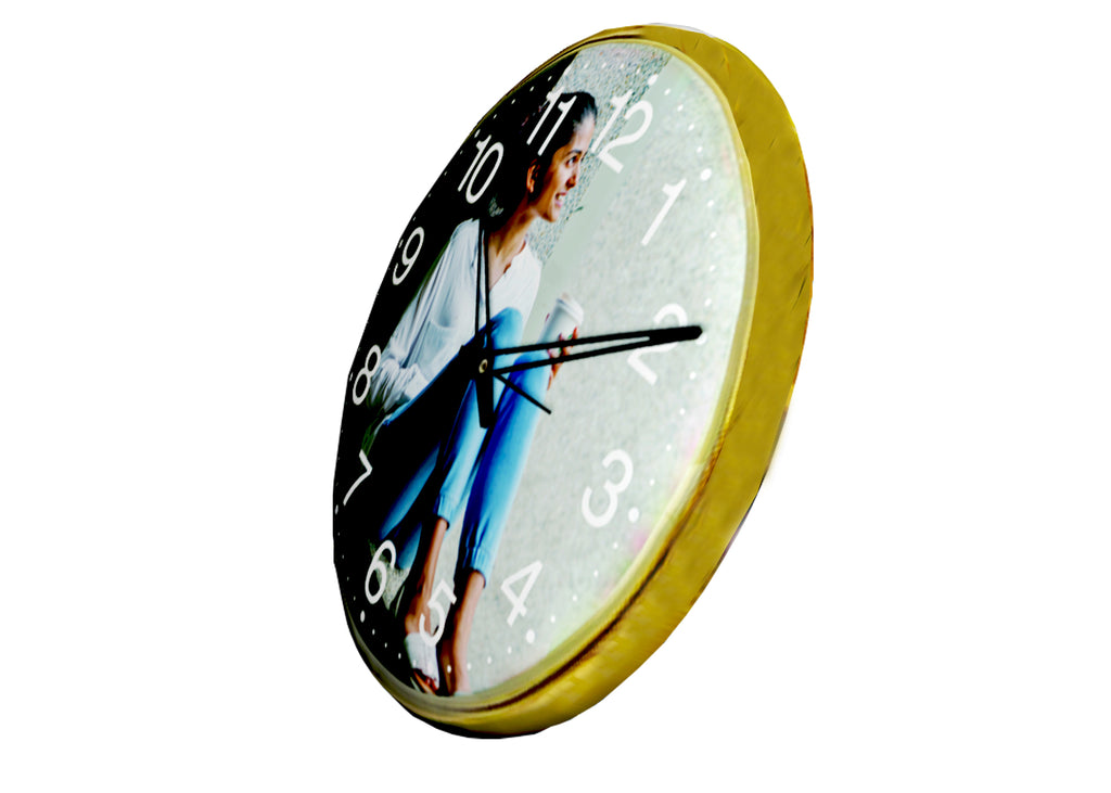 Personalized Photo Wall Clock (12 Inch) – Custom Gift for Couples, Anniversary, Birthday | Premium Gold Finish