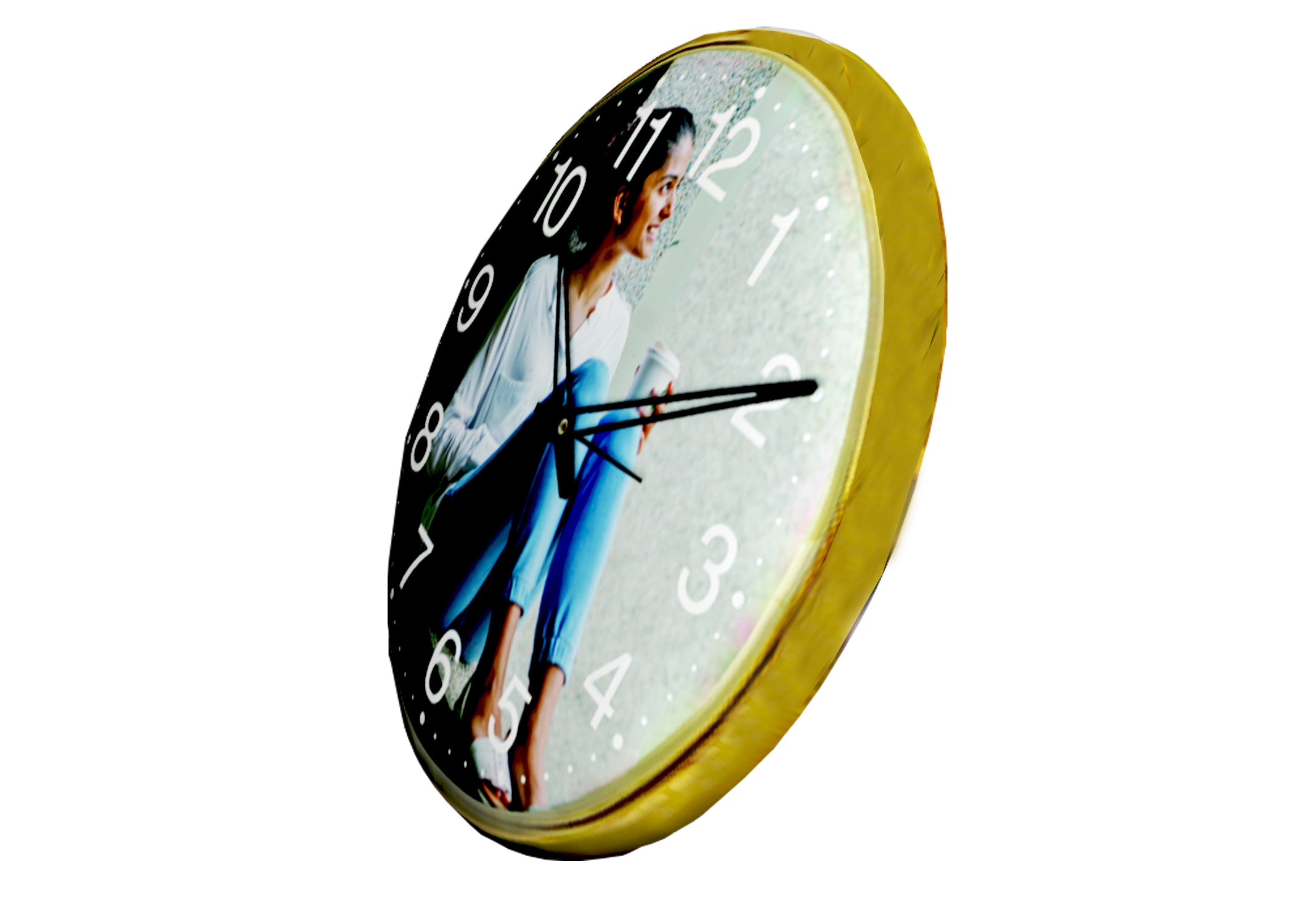 Personalized Photo Wall Clock (12 Inch) – Custom Gift for Couples, Anniversary, Birthday | Premium Gold Finish