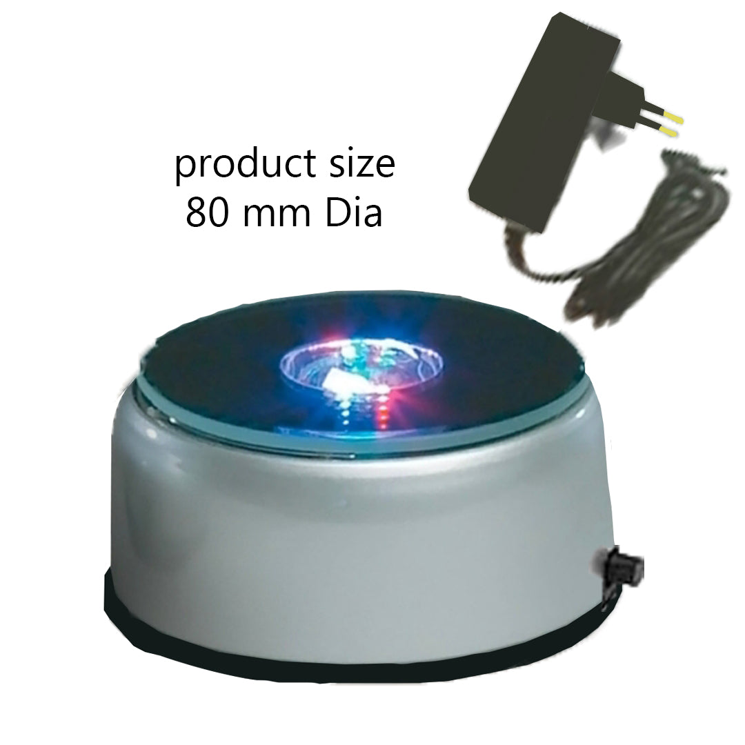 Multicolor Rotating LED Base Light for 3D Crystal, Glass & Acrylic Display Stand (80mm Dia)