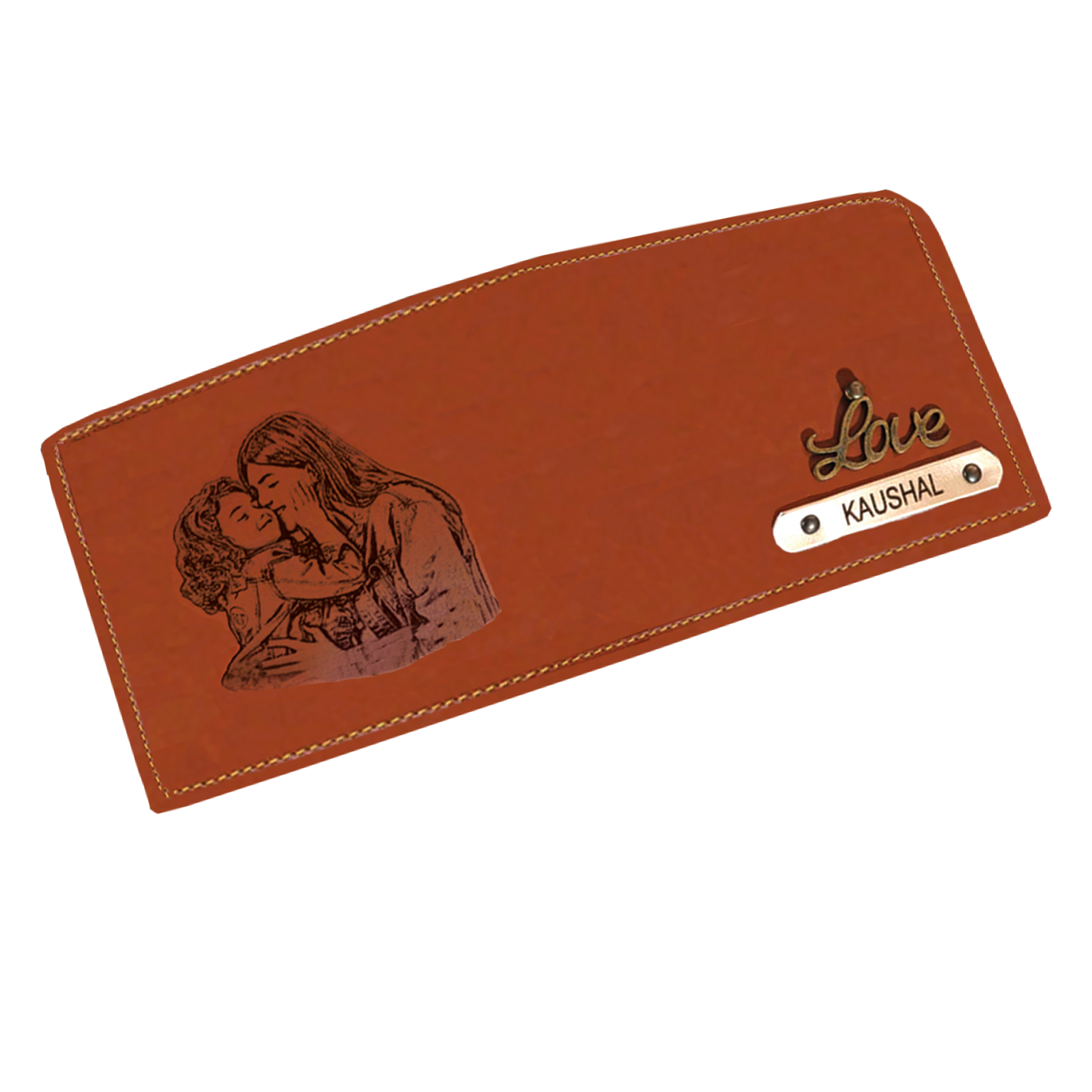 Personalized Men Wallet with Photo Engraving & Name Plate – Custom Gift for Him