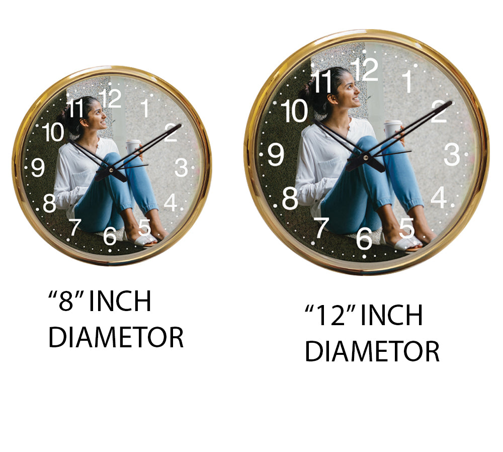 Personalized Photo Wall Clock (12 Inch) – Custom Gift for Couples, Anniversary, Birthday | Premium Gold Finish