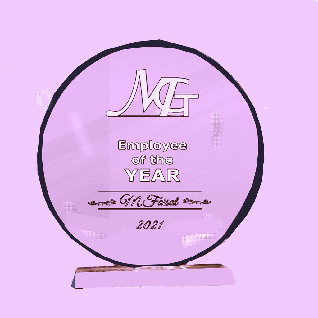 Personalizes Crystal Trophy 8 Inch - Custom Company Award with Logo & Name | Employee Recgnition Gift