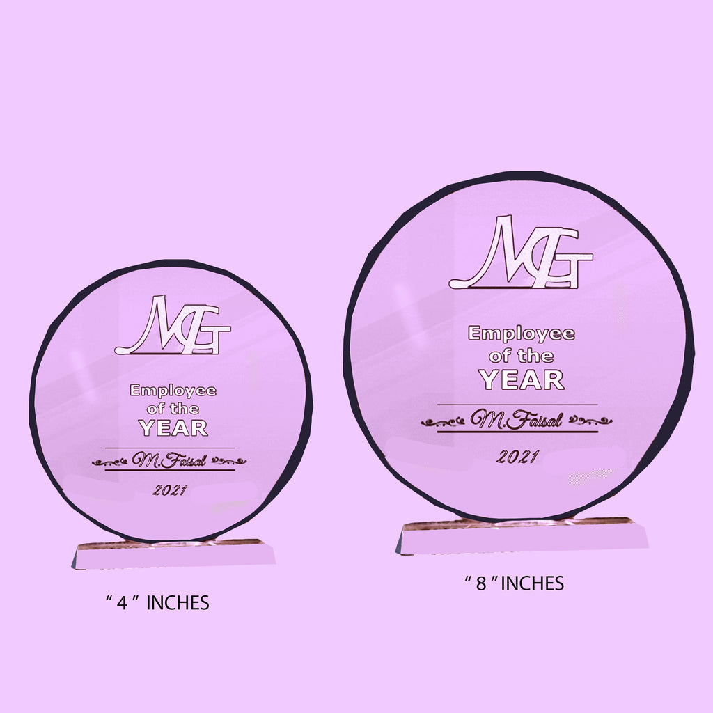 Personalizes Crystal Trophy 8 Inch - Custom Company Award with Logo & Name | Employee Recgnition Gift