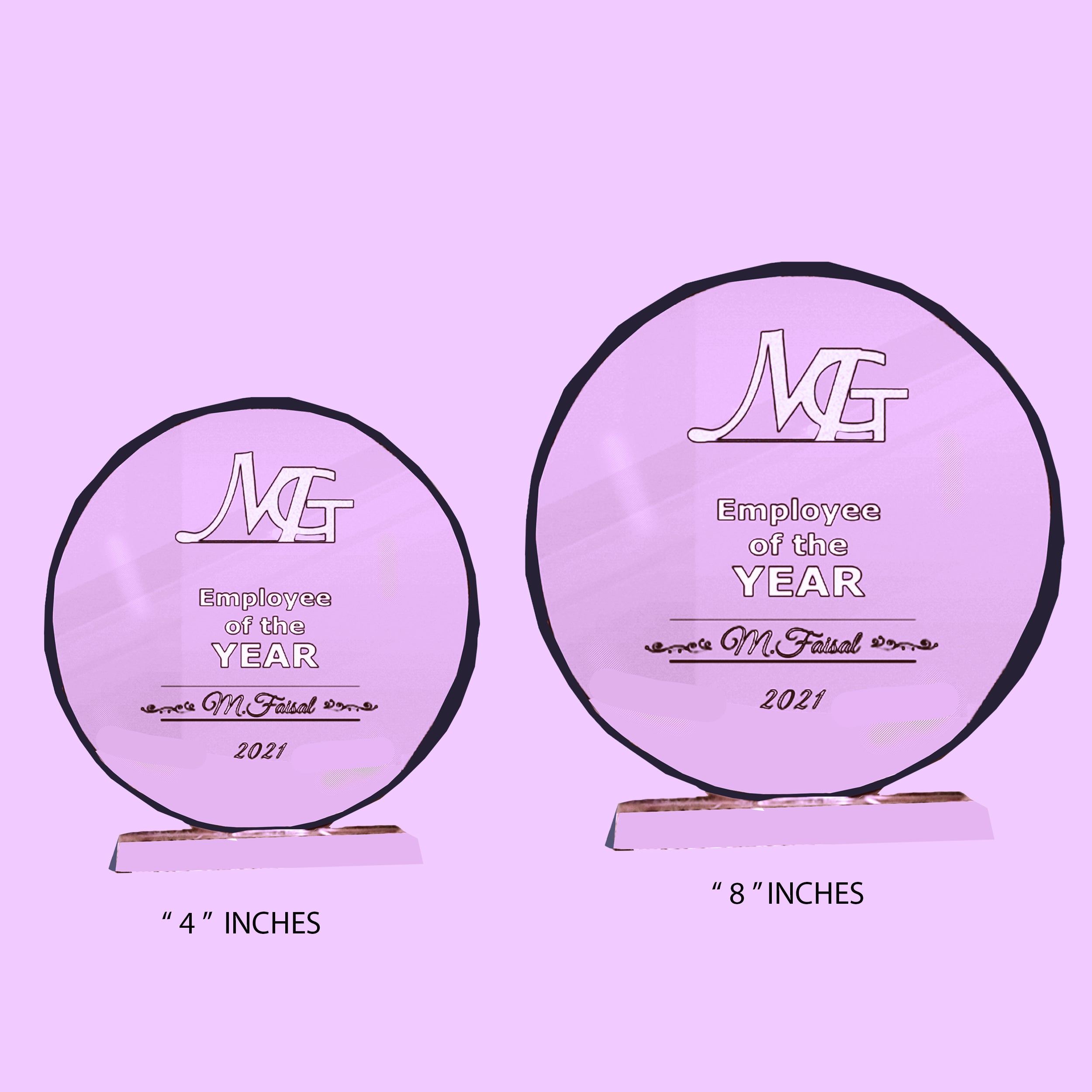 Personalizes Crystal Trophy 8 Inch - Custom Company Award with Logo & Name | Employee Recgnition Gift