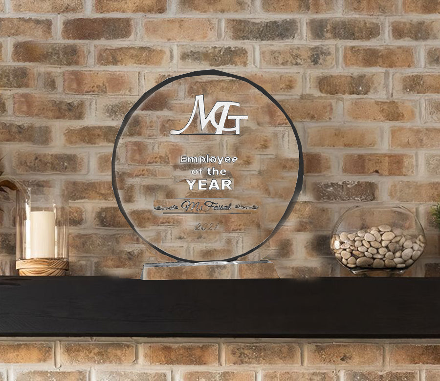 Personalizes Crystal Trophy 8 Inch - Custom Company Award with Logo & Name | Employee Recgnition Gift