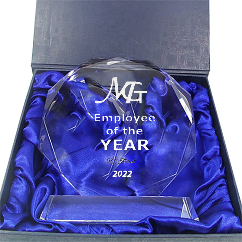 Personalizes Crystal Trophy 8 Inch - Custom Company Award with Logo & Name | Employee Recgnition Gift