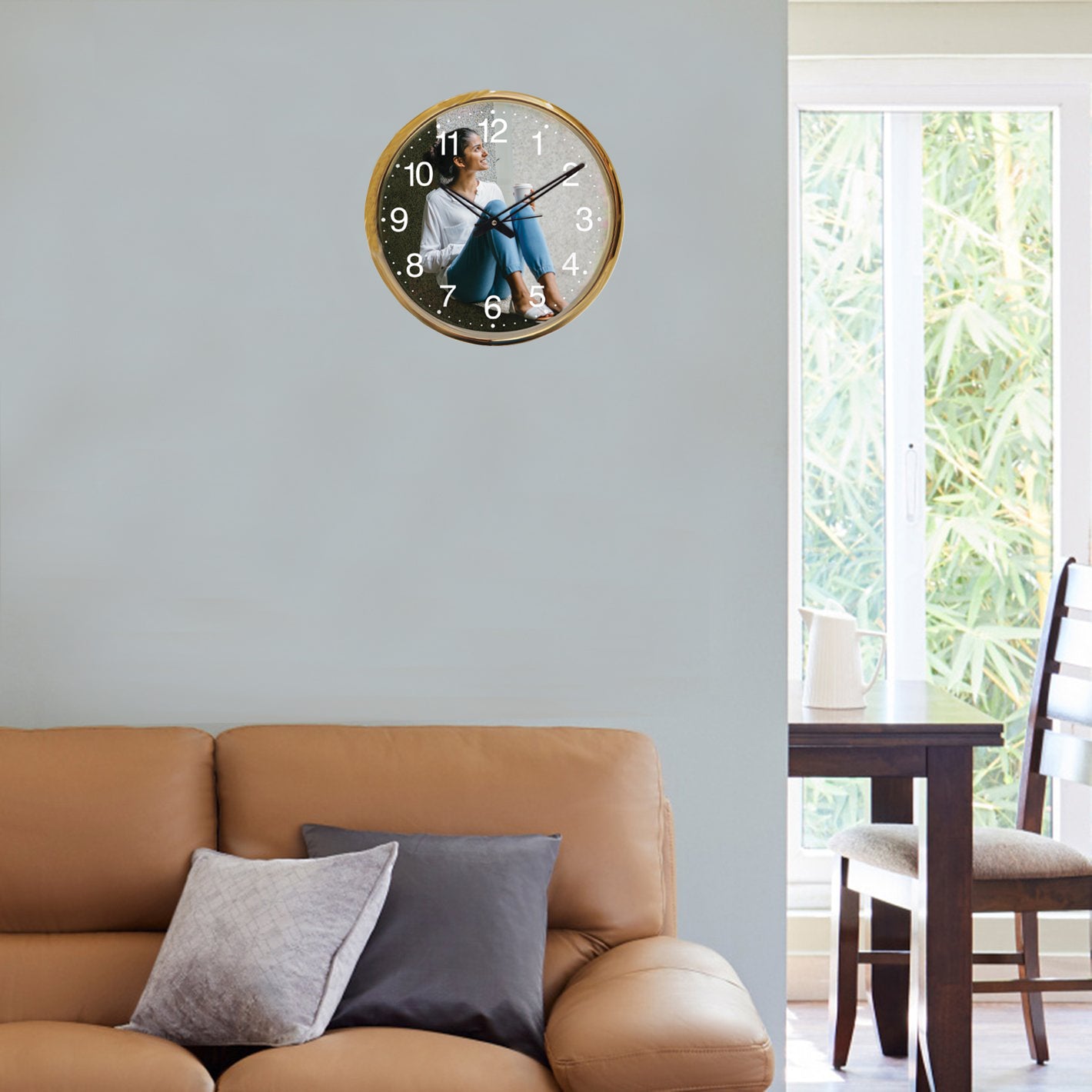 Personalized Photo Wall Clock (12 Inch) – Custom Gift for Couples, Anniversary, Birthday | Premium Gold Finish